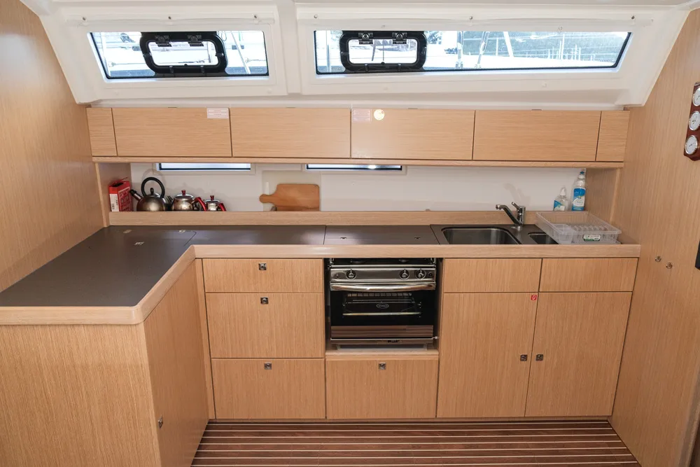 Cabin on Barcelona, a Bavaria Cruiser 46 sailboat at Fethiye, Turkey