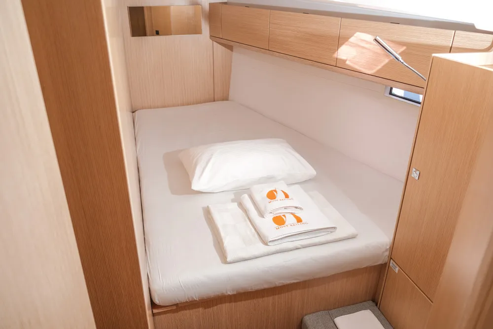 Cabin on Barcelona, a Bavaria Cruiser 46 sailboat at Fethiye, Turkey