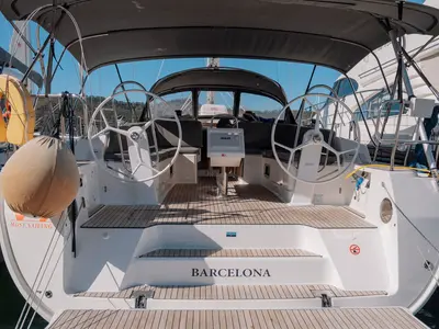 Cockpit of Barcelona, a Bavaria Cruiser 46 sailboat at Fethiye, Turkey