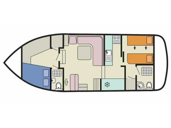 Floor plan of Corvette A, a Cygnet Corvette A motorboat at Migennes, France