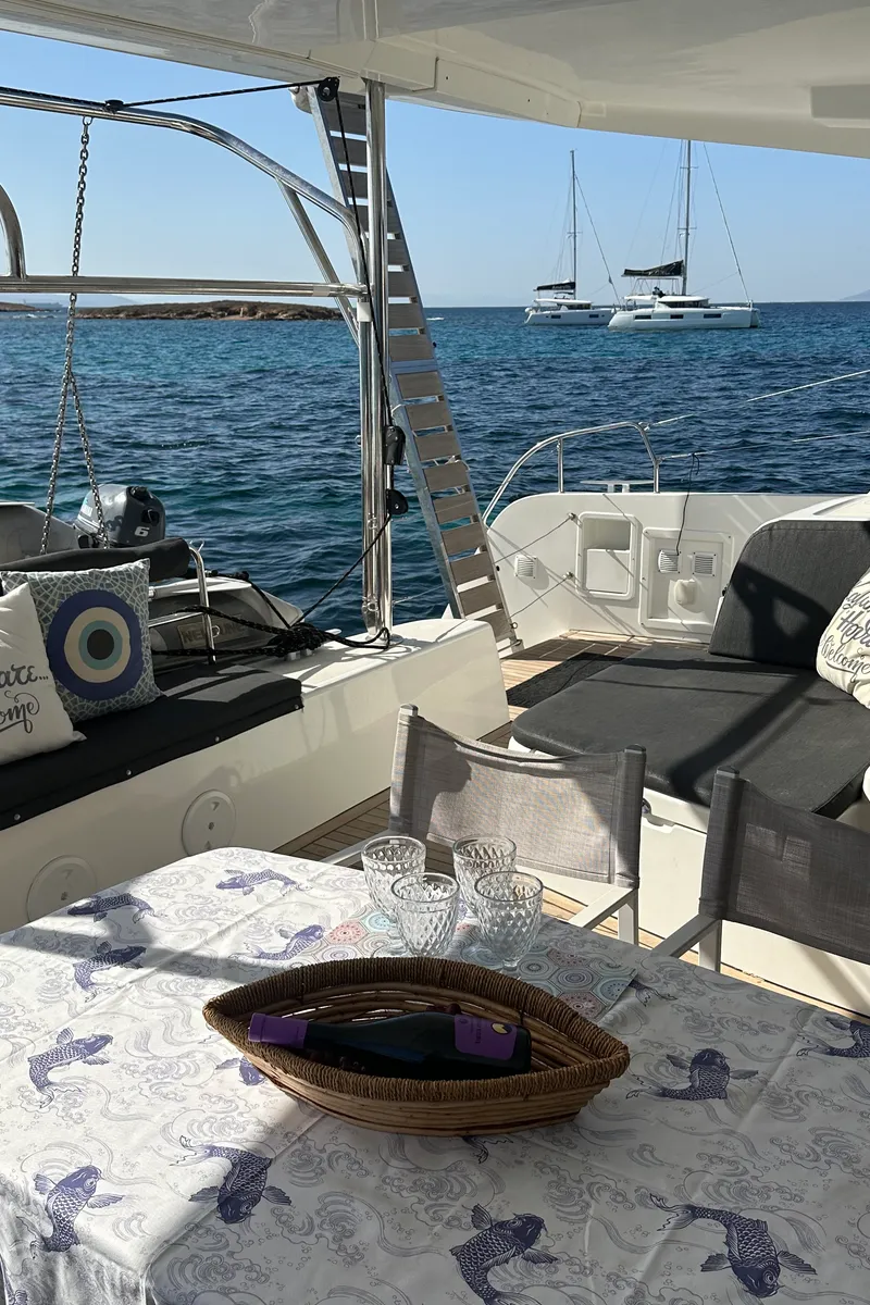 Deck of Aktis, a Lagoon 42 catamaran at Athens, Greece