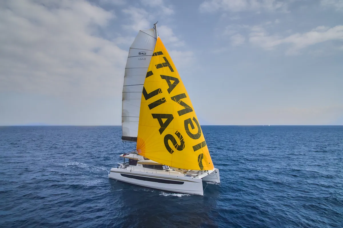 Exterior view of Signature Concept, a Bali 5.4 catamaran at Olbia, Italy