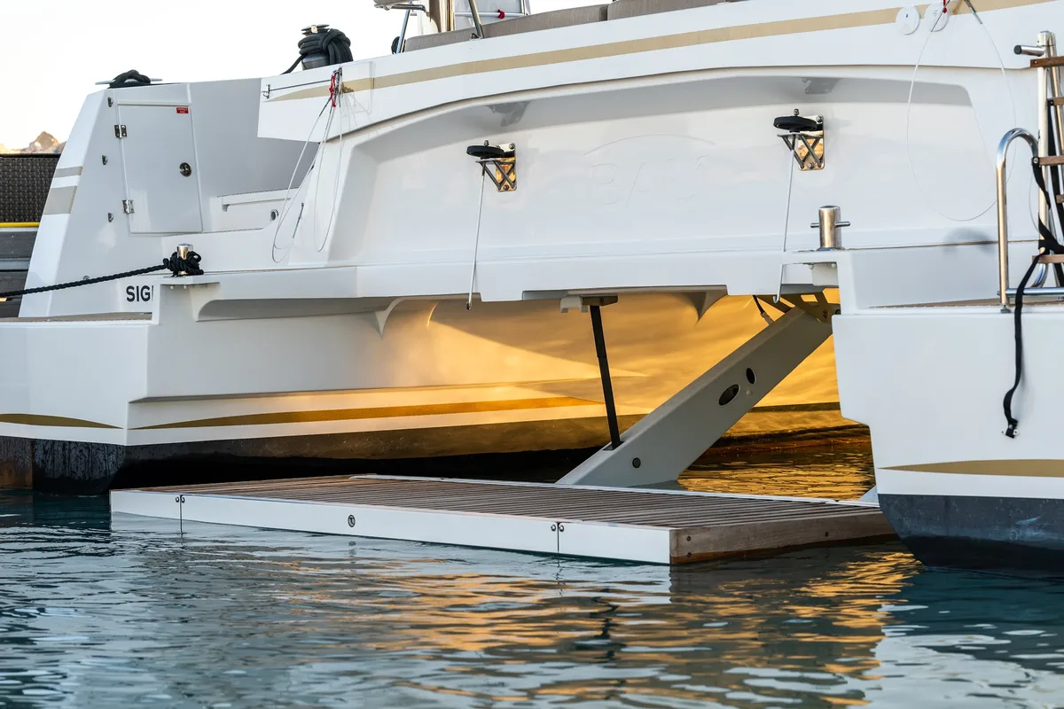 Exterior view of Signature Concept, a Bali 5.4 catamaran at Olbia, Italy