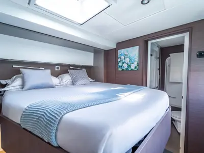 Cabin on Signature Concept, a Bali 5.4 catamaran at Olbia, Italy