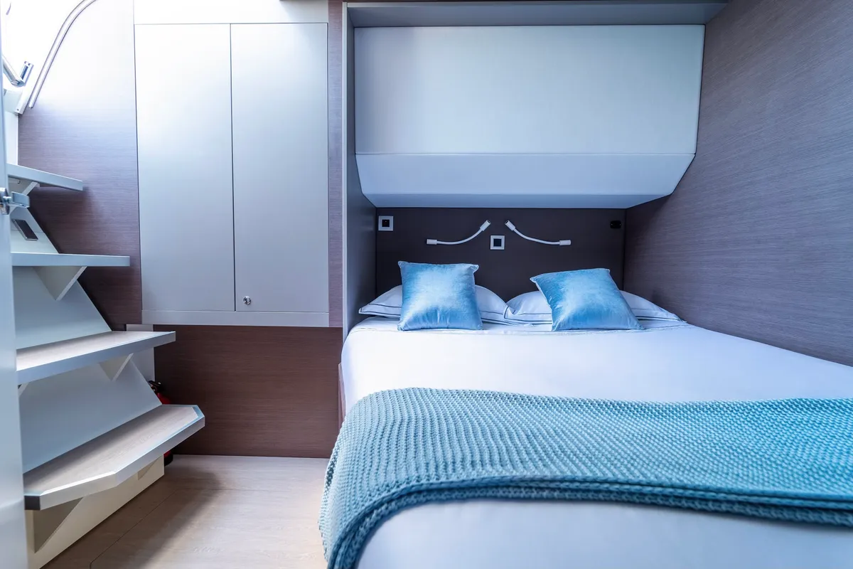 Cabin on Signature Concept, a Bali 5.4 catamaran at Olbia, Italy