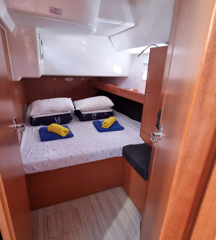 Cabin on Iustitia, a Bavaria Cruiser 46 sailboat at Split, Croatia