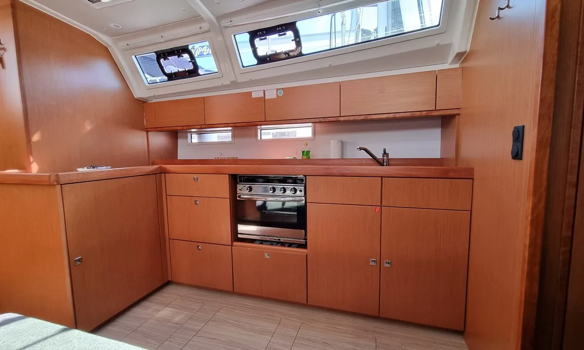 Galley of Iustitia, a Bavaria Cruiser 46 sailboat at Split, Croatia