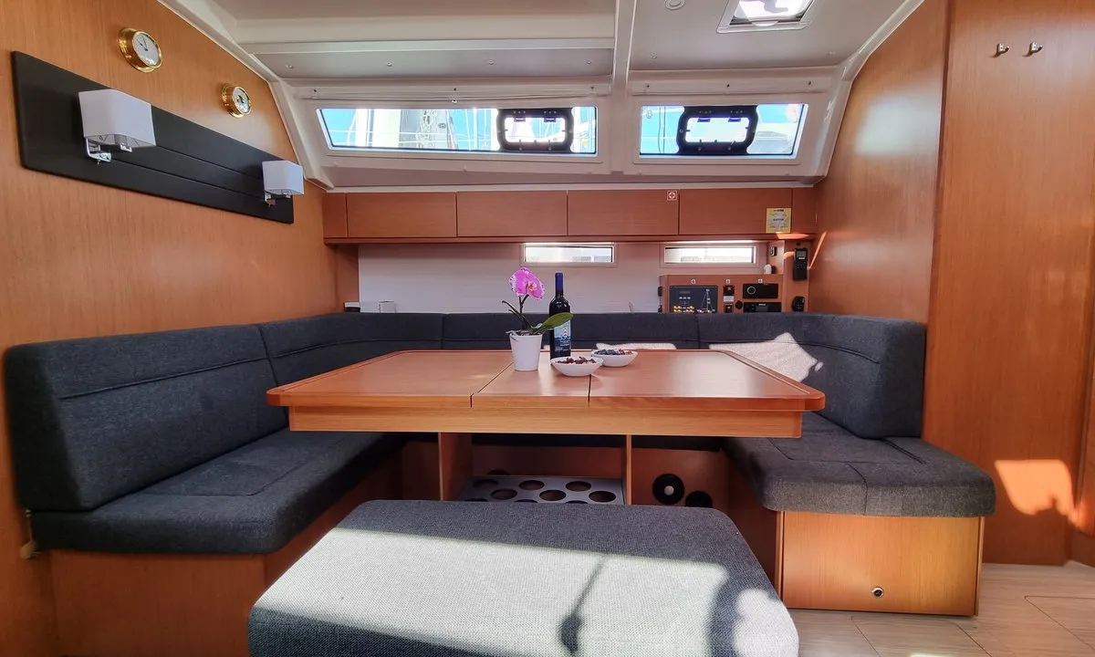 Salon of Iustitia, a Bavaria Cruiser 46 sailboat at Split, Croatia