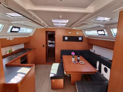 Salon of Iustitia, a Bavaria Cruiser 46 sailboat at Split, Croatia