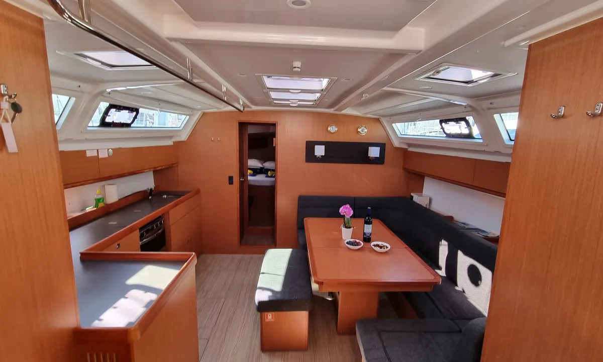 Salon of Iustitia, a Bavaria Cruiser 46 sailboat at Split, Croatia