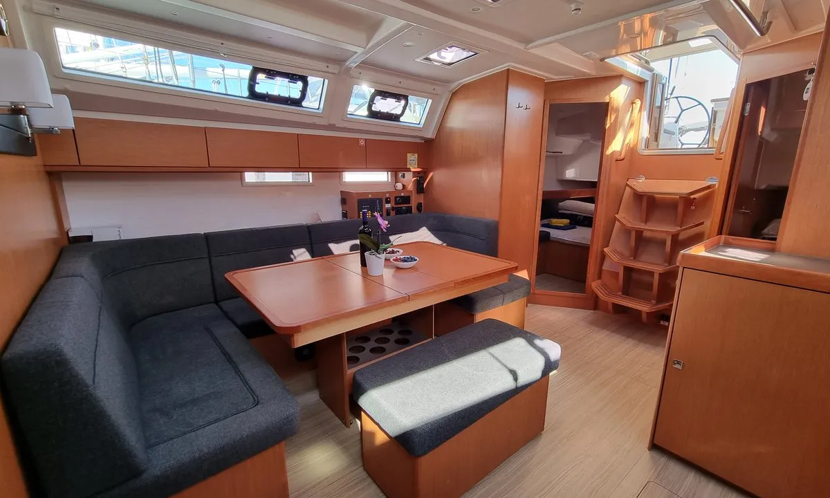 Salon of Iustitia, a Bavaria Cruiser 46 sailboat at Split, Croatia