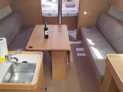 Salon of Ares1, a Dufour 360 GL sailboat at Marmaris, Turkey
