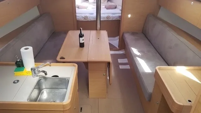 Salon of Ares1, a Dufour 360 GL sailboat at Marmaris, Turkey