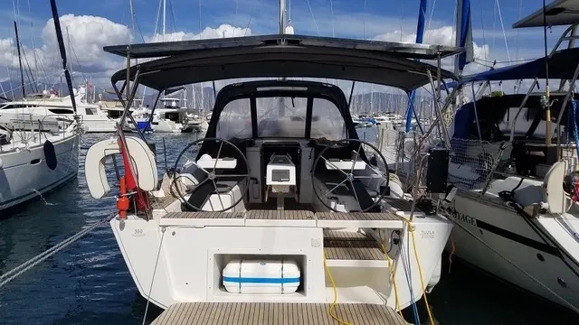 Cockpit of Ares1, a Dufour 360 GL sailboat at Marmaris, Turkey