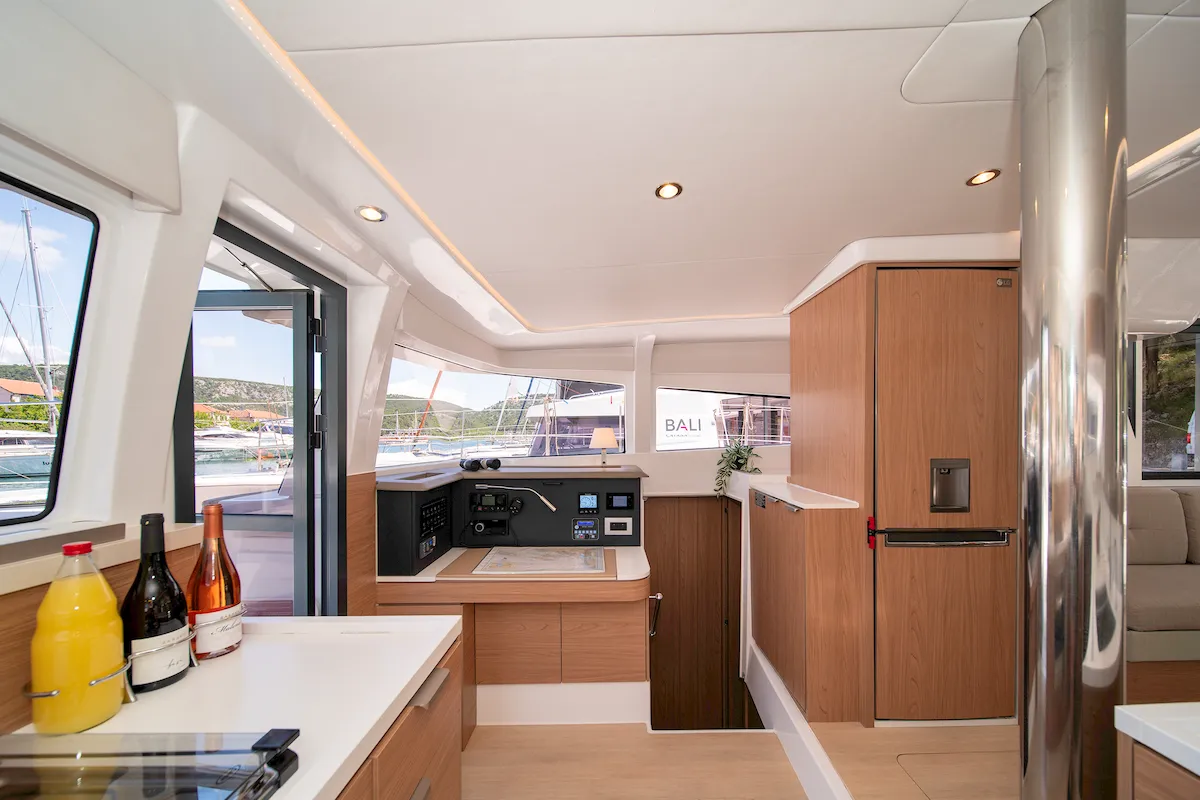 Exterior view of First Feeling, a Bali 4.2 catamaran at Skradin, Croatia