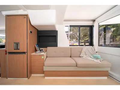 Galley of First Feeling, a Bali 4.2 catamaran at Skradin, Croatia
