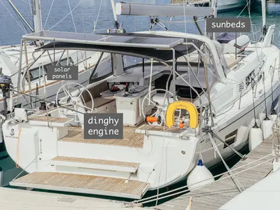 Deck of Beneteau Oceanis 46.1, a sailboat at Šibenik, Croatia