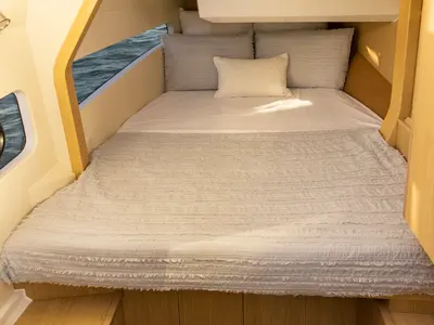 Cabin on BATCAT, a Aquila 32 Sport catamaran at Ajaccio, France