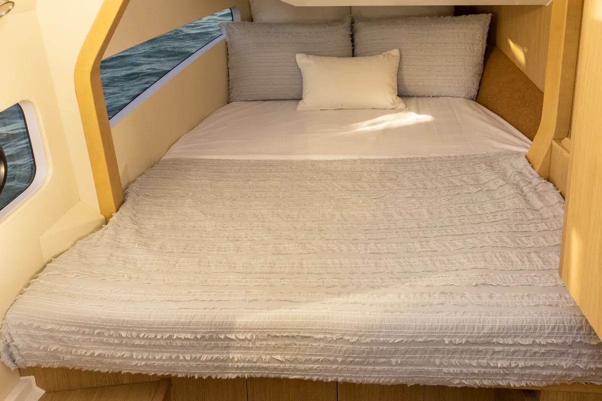 Cabin on BATCAT, a Aquila 32 Sport catamaran at Ajaccio, France