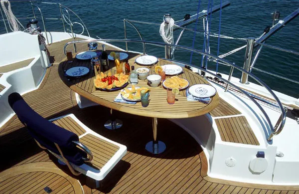 Deck of Whale, a Fountaine Pajot Eleuthera 60 catamaran at Palermo, Italy