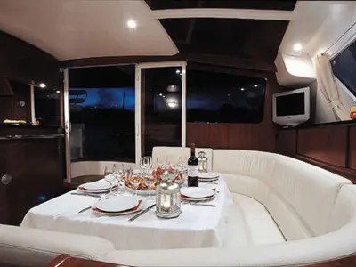Salon of Whale, a Fountaine Pajot Eleuthera 60 catamaran at Palermo, Italy