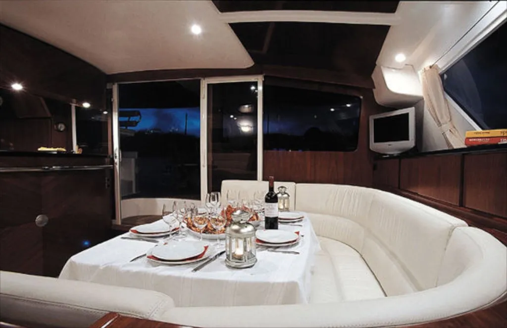 Salon of Whale, a Fountaine Pajot Eleuthera 60 catamaran at Palermo, Italy