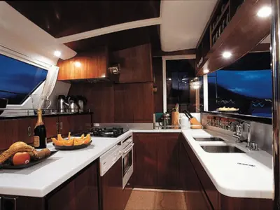 Galley of Whale, a Fountaine Pajot Eleuthera 60 catamaran at Palermo, Italy