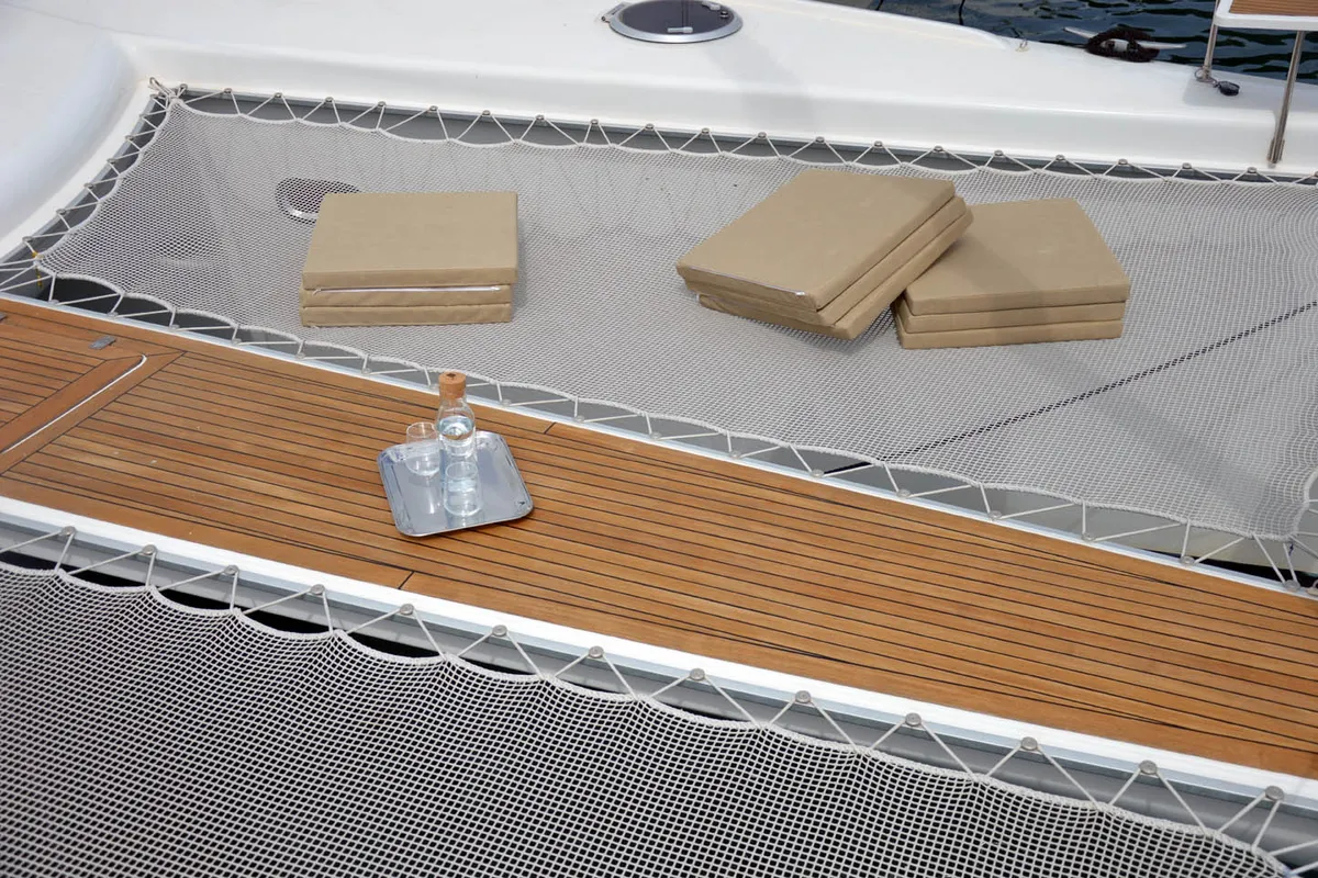 Deck of Whale, a Fountaine Pajot Eleuthera 60 catamaran at Palermo, Italy
