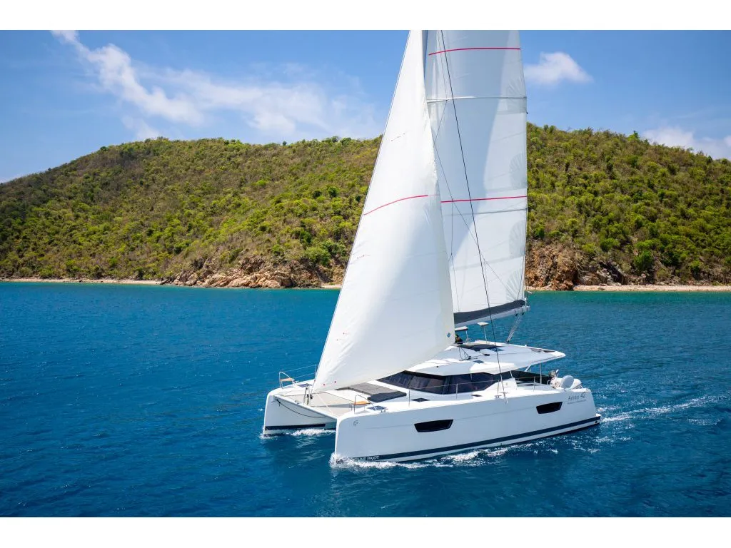 Osaya, a Fountaine Pajot Astréa 42 catamaran at Fethiye, Turkey