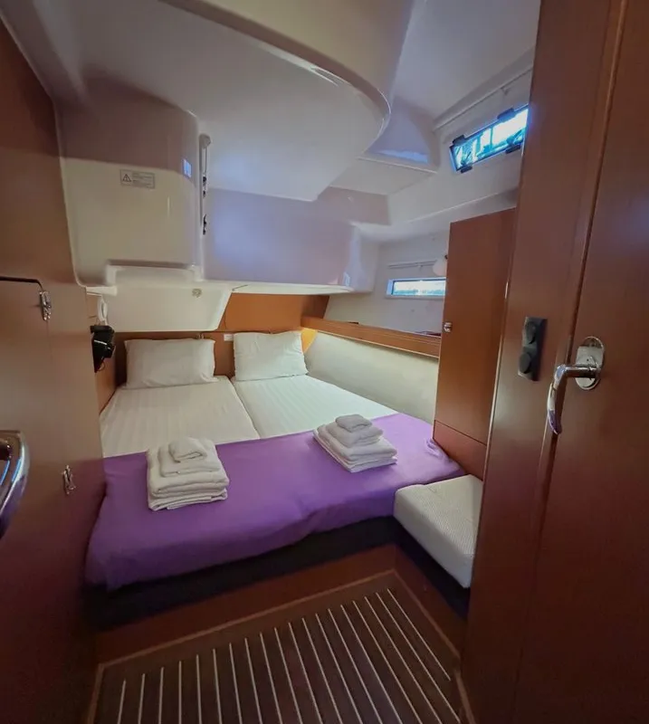 Cabin on Lina, a Bavaria Cruiser 51 sailboat at Athens, Greece
