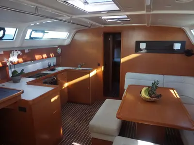 Salon of Lina, a Bavaria Cruiser 51 sailboat at Athens, Greece