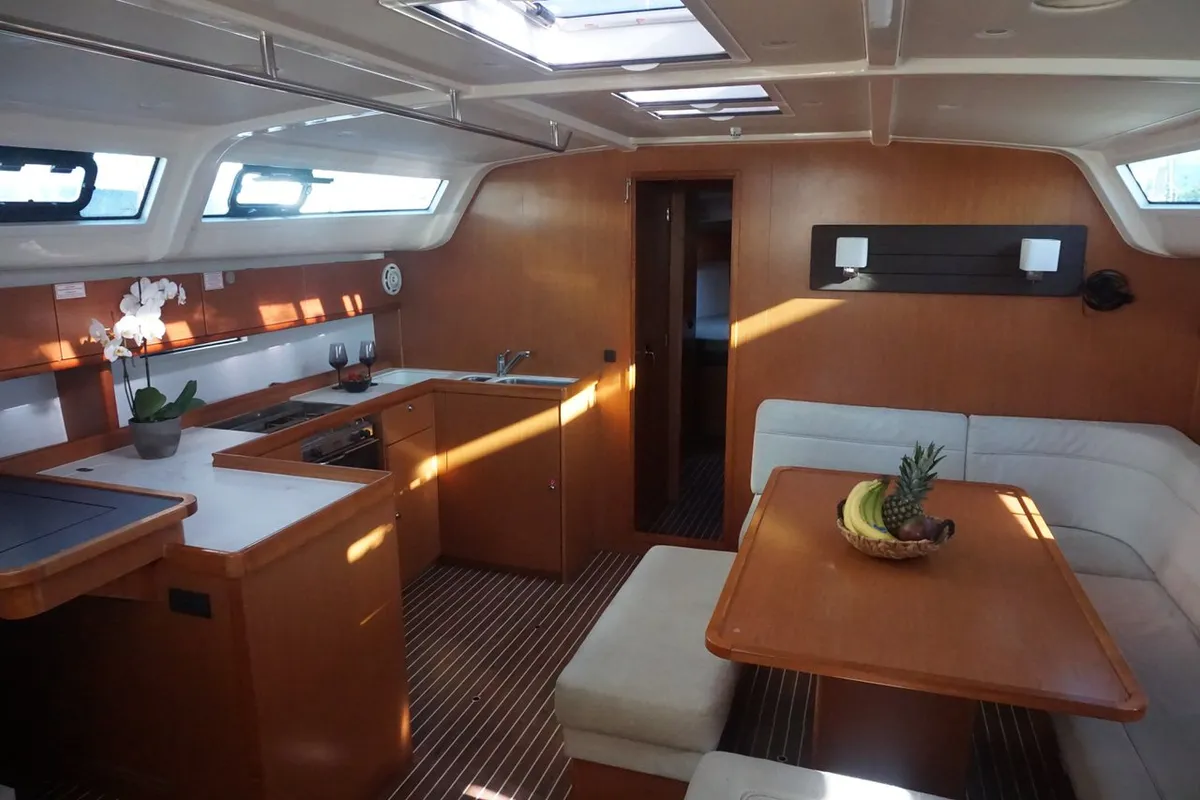 Salon of Lina, a Bavaria Cruiser 51 sailboat at Athens, Greece