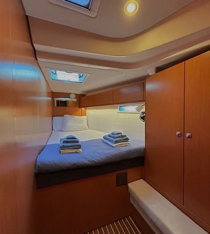 Cabin on Lina, a Bavaria Cruiser 51 sailboat at Athens, Greece
