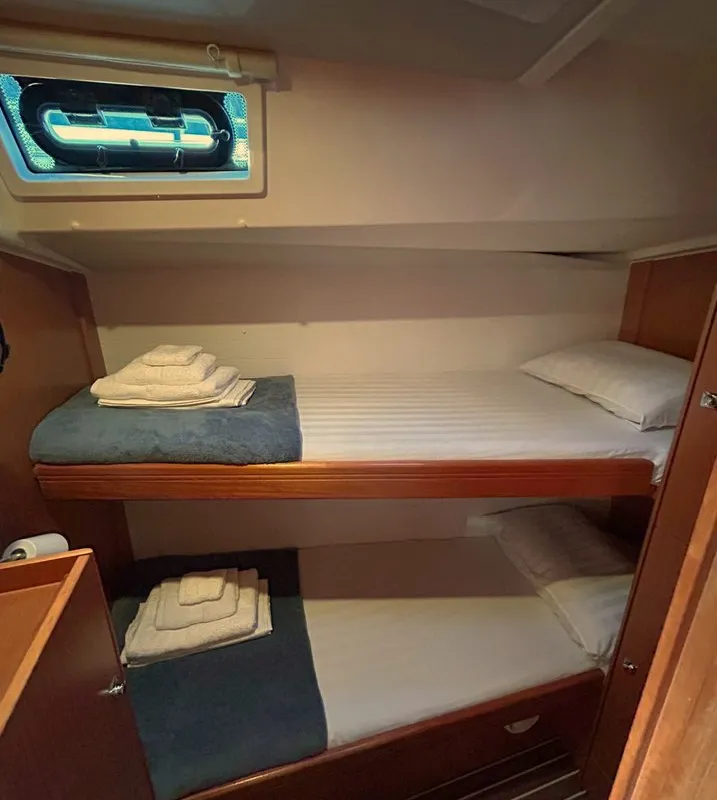 Cabin on Lina, a Bavaria Cruiser 51 sailboat at Athens, Greece
