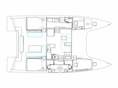 Floor plan of HONO, a Nautitech 46 Open catamaran at Cascais, Portugal