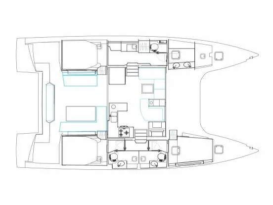 Floor plan of HONO, a Nautitech 46 Open catamaran at Cascais, Portugal