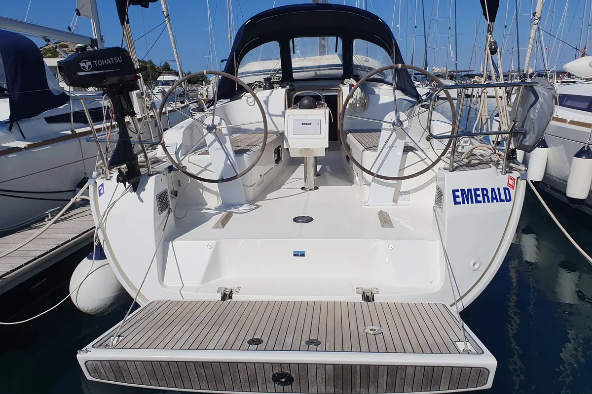 Cockpit of Emerald, a Bavaria Cruiser 37 sailboat at Općina Pakoštane, Croatia