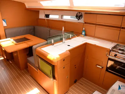 Galley of Feeling Fine, a Jeanneau Sun Odyssey 419 sailboat at Marmaris, Turkey