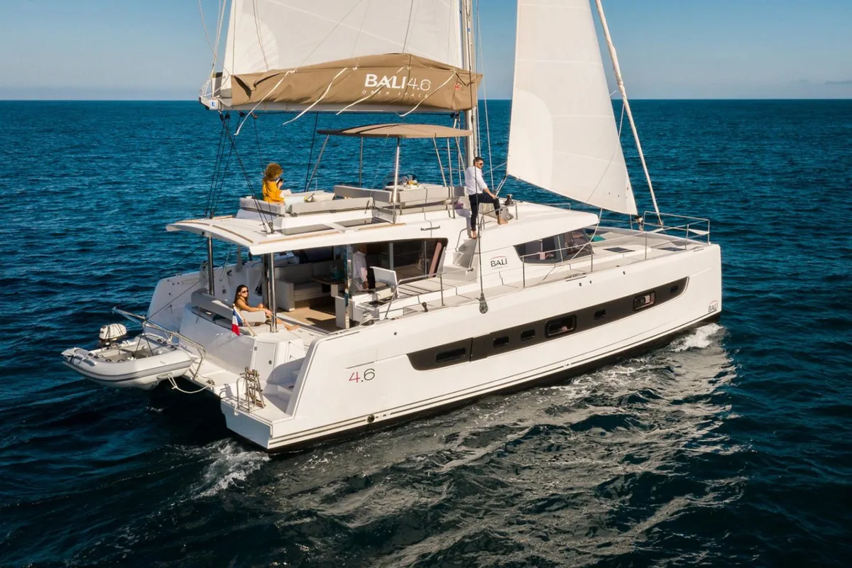 Exterior view of Katalea, a Bali 4.6 catamaran at Municipal Unit of Lefkada, Greece