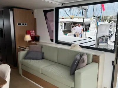 Salon of Katalea, a Bali 4.6 catamaran at Municipal Unit of Lefkada, Greece
