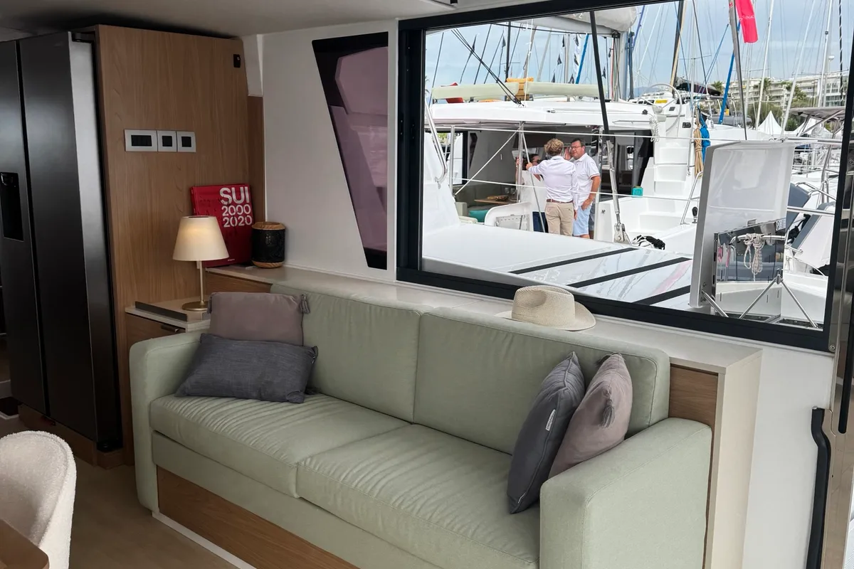 Salon of Katalea, a Bali 4.6 catamaran at Municipal Unit of Lefkada, Greece
