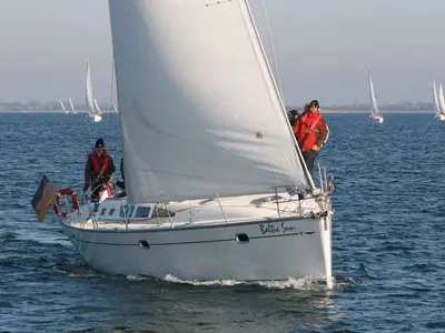 Baltic Sun, a Jeanneau Sun Odyssey 43 sailboat at Flensburg, Germany
