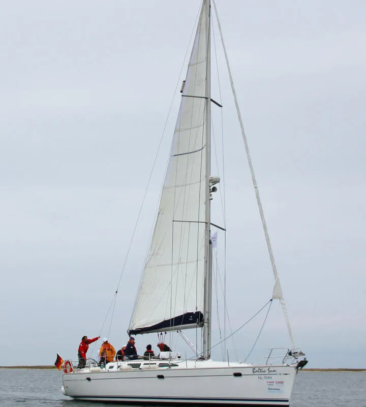 Exterior view of Baltic Sun, a Jeanneau Sun Odyssey 43 sailboat at Flensburg, Germany