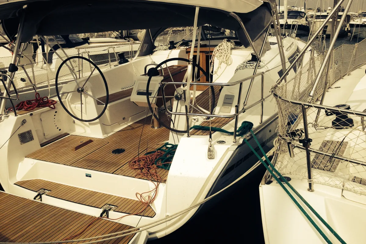 Cockpit of VILMA, a Bavaria Cruiser 41 sailboat at Općina Sukošan, Croatia