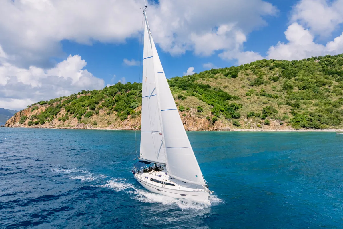 Exterior view of New Beginnings, a Bavaria 37 sailboat at Road Town, British Virgin Islands