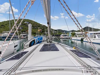 Deck of New Beginnings, a Bavaria 37 sailboat at Road Town, British Virgin Islands