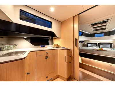 Galley of Oaseas, a Fjord 41 XL motorboat at Olbia, Italy