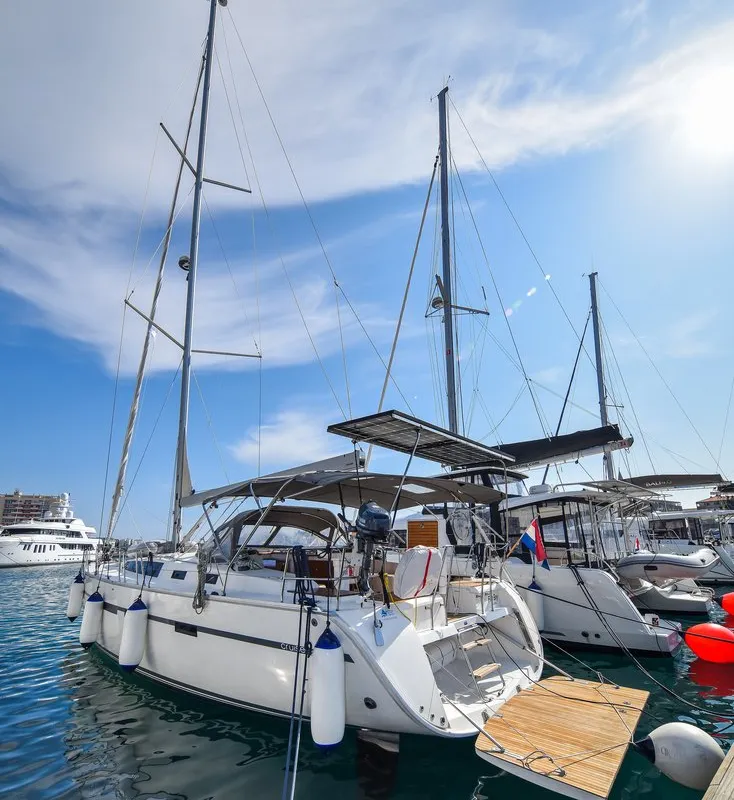 Cockpit of Fat Boy, a Bavaria Cruiser 56 sailboat at Zadar, Croatia