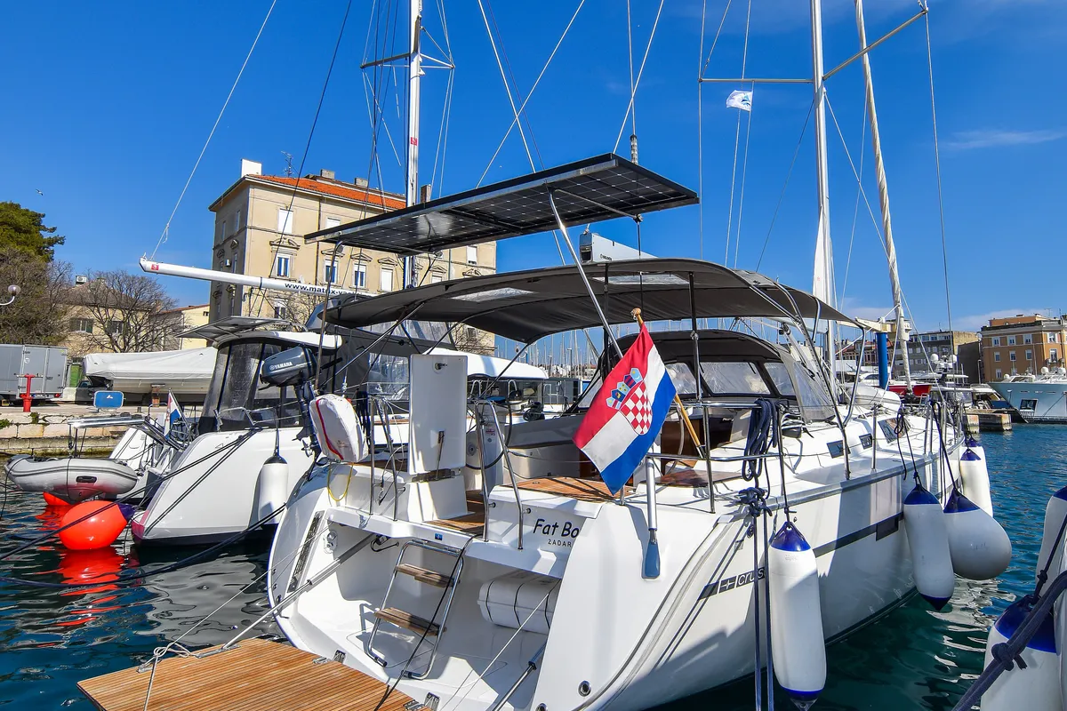 Fat Boy, a Bavaria Cruiser 56 sailboat at Zadar, Croatia
