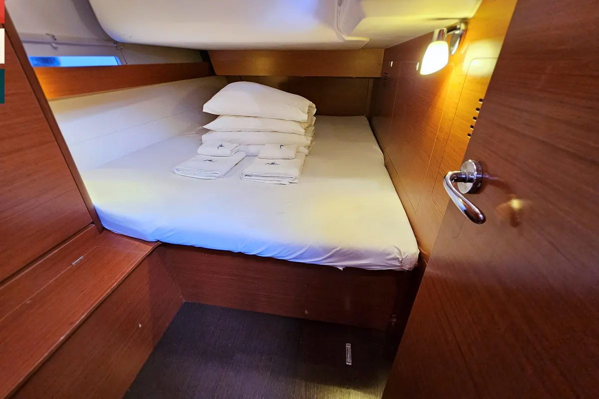 Cabin on Katajina AC/Gen, a Dufour 460 Grand Large sailboat at Općina Rogoznica, Croatia